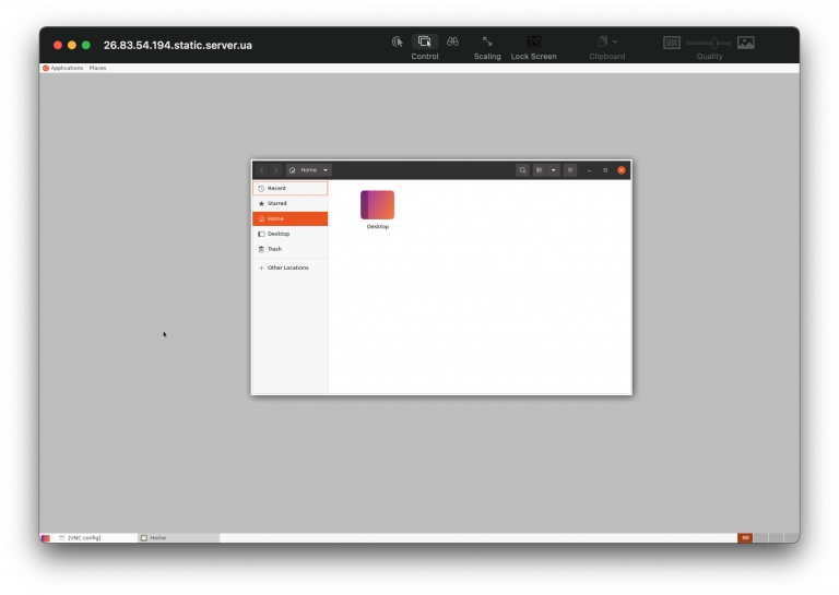 Remote connection to a server with the Ubuntu file manager open.