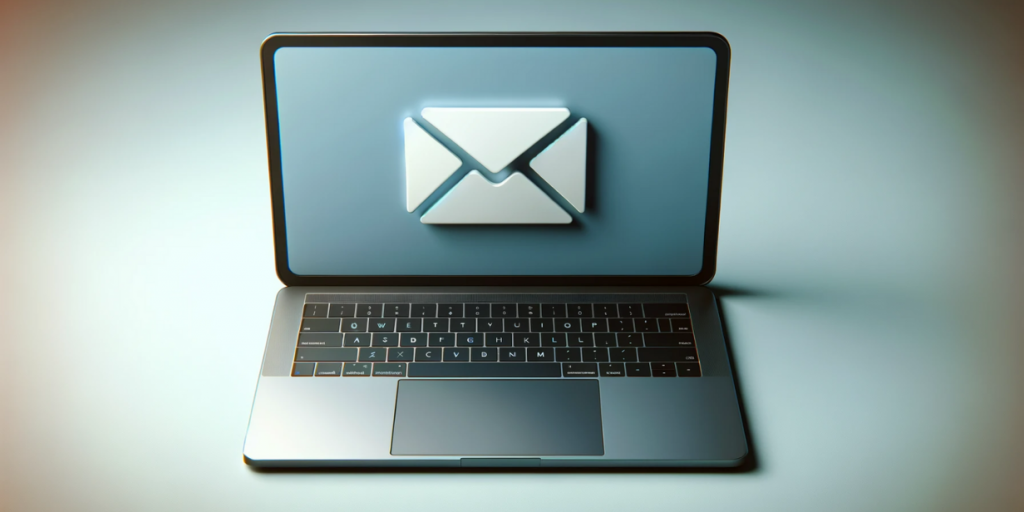 Laptop with a large envelope on the screen, symbolizing email.