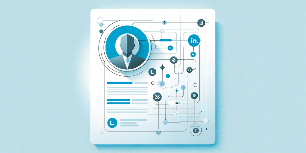 Digital user profile with social media icons and interface elements.
