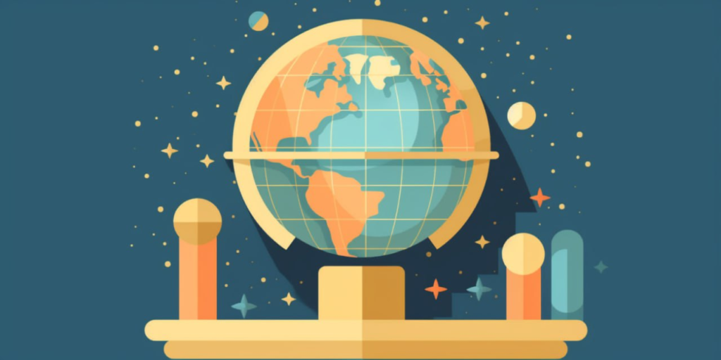 A globe with a focus on global trends in domain names.