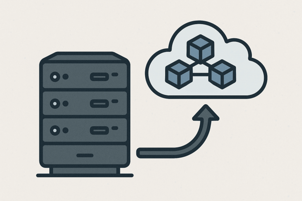 Cloud-connected server with blockchain nodes.