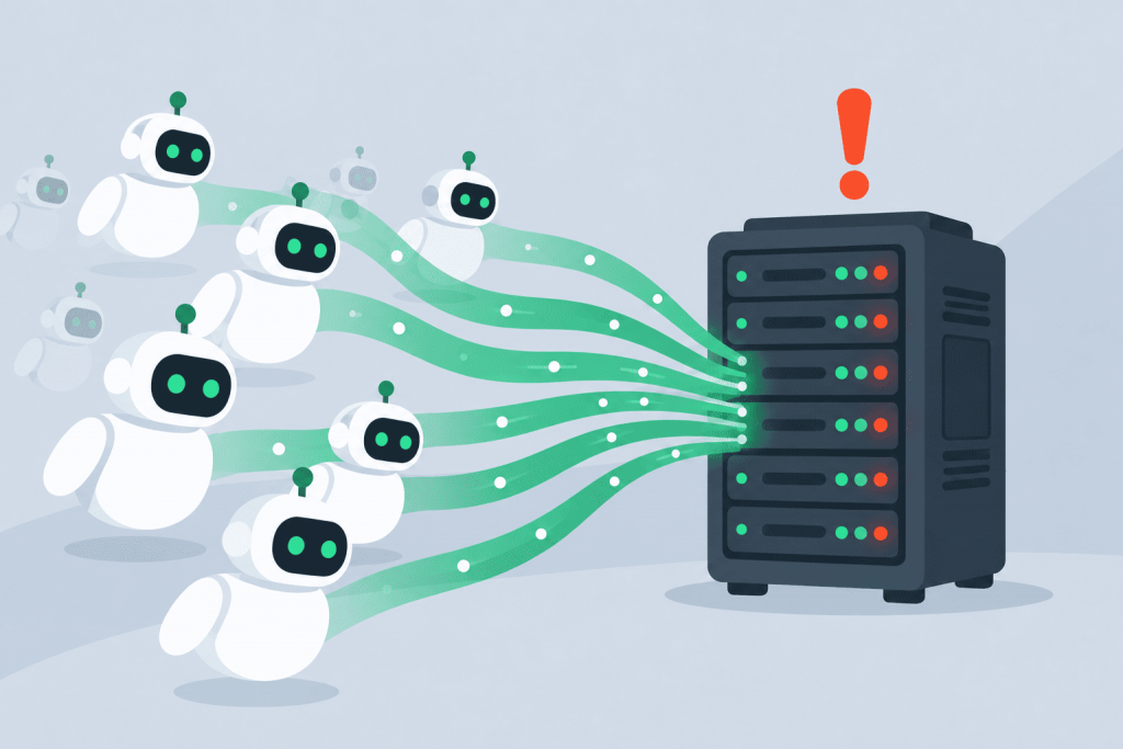 AI bots are sending requests to the server en masse, causing the resource to experience excessive load and receive risk warnings.
